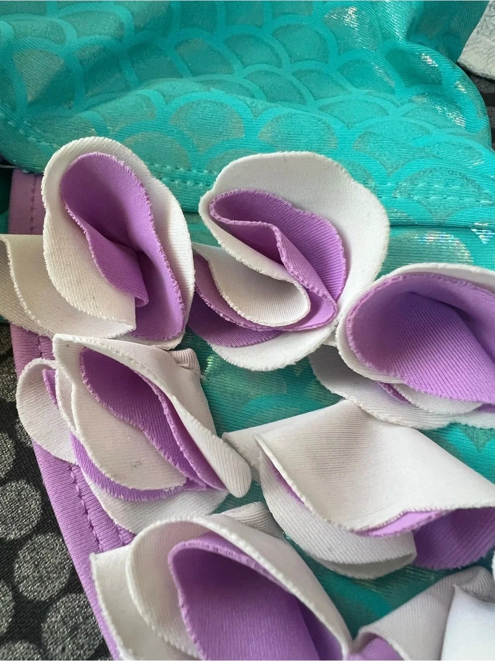 Floatimini Mermaid Swimsuit Girls Size 6 Aqua Purple Ruffle One Piece